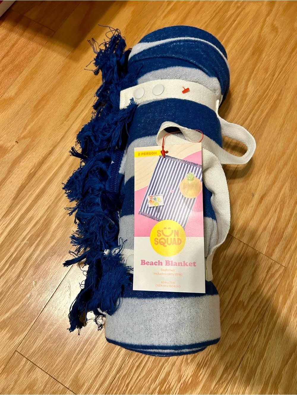 Sun Squad Blue & White Striped Beach Blanket